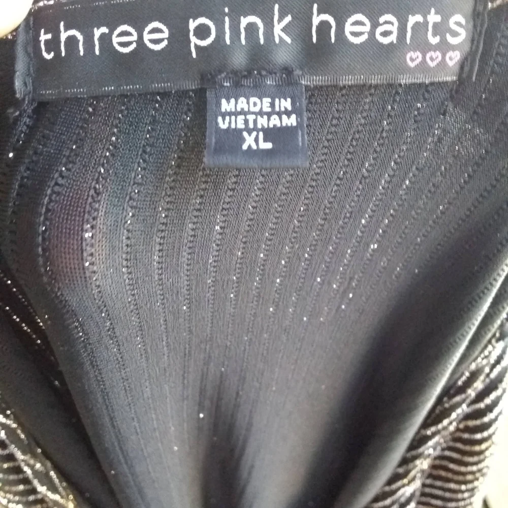 NWOT Sparkly bodycon Three Pink Hearts dress - Picture 3 of 7